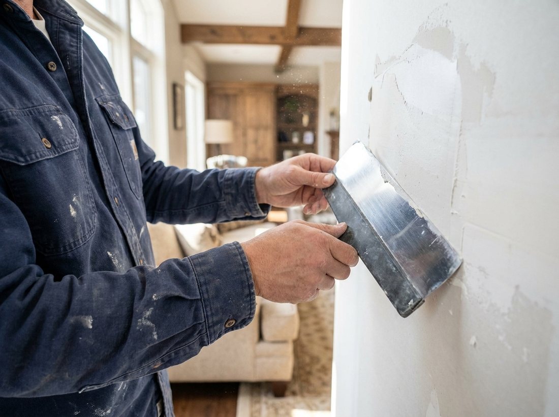 Drywall patch repair with a taping knife