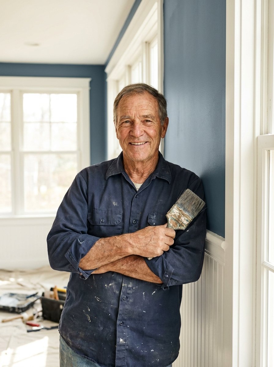 Friendly Shady Grove painter at work in a bright room