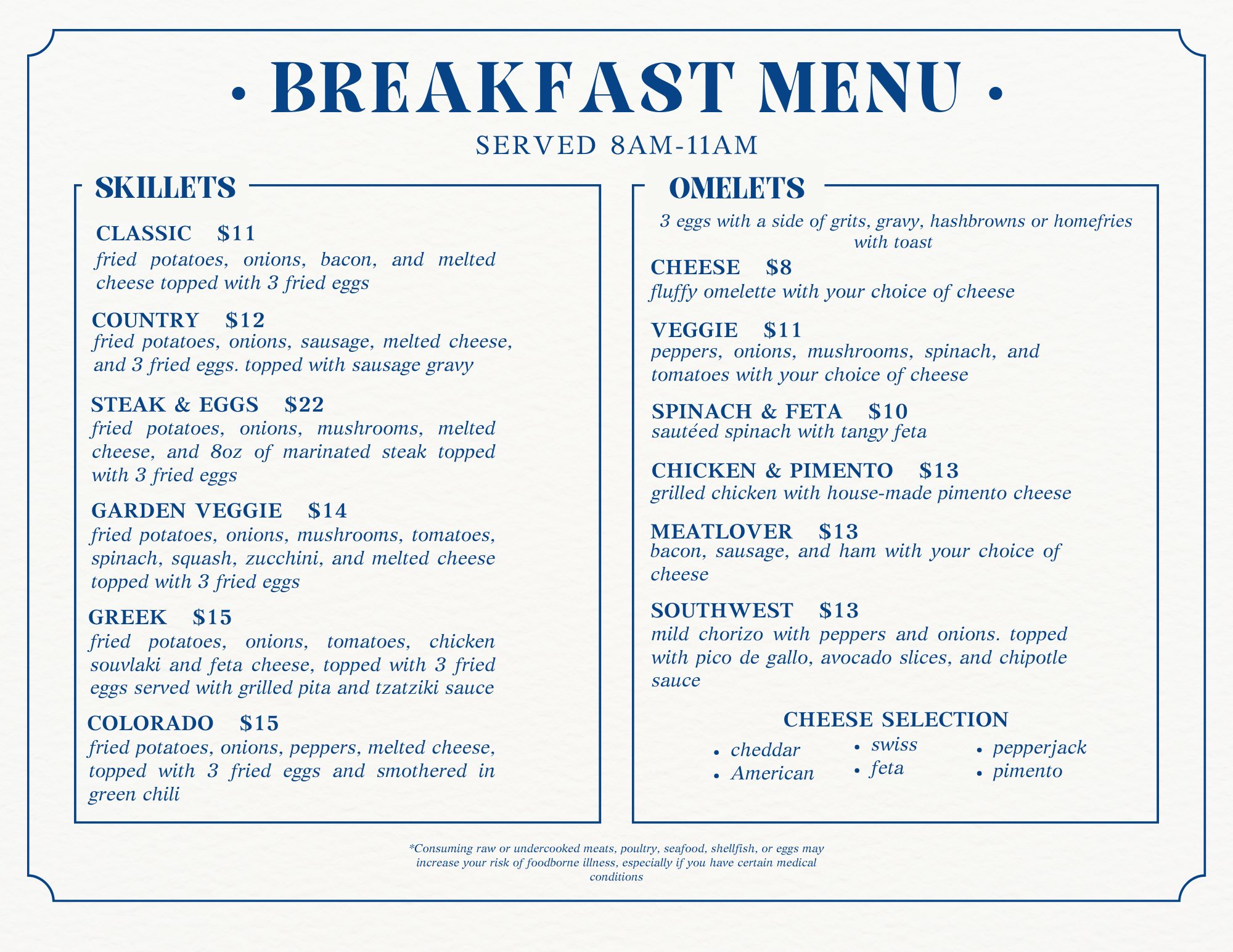 Breakfast Menu 1