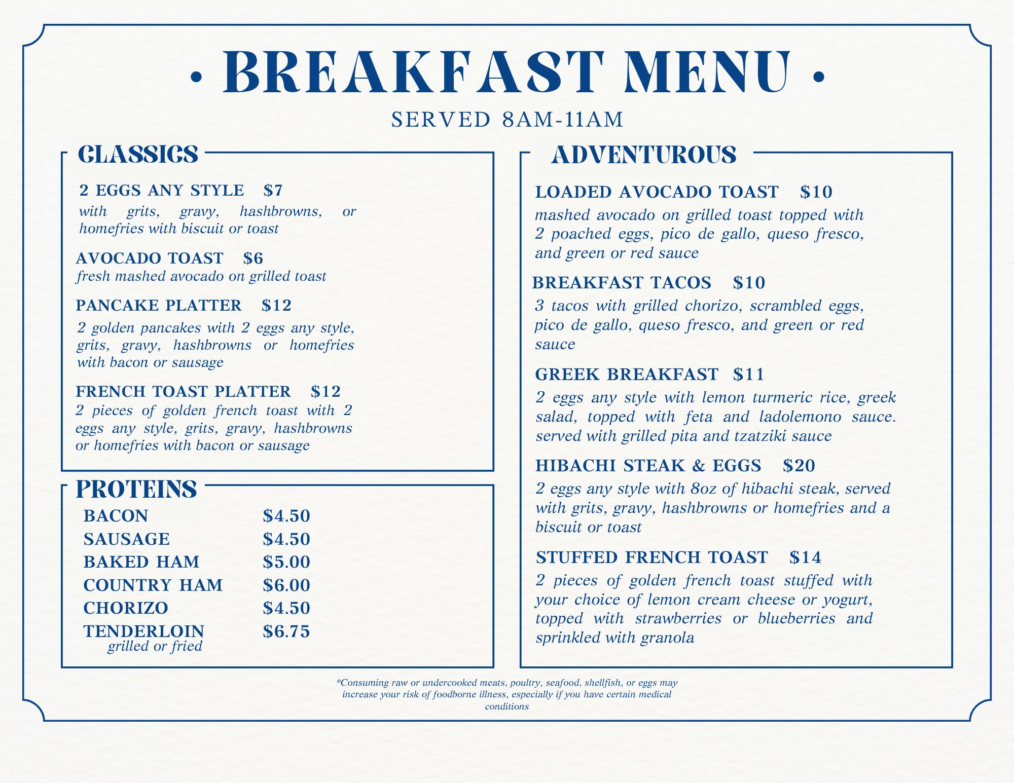 Breakfast Menu 2